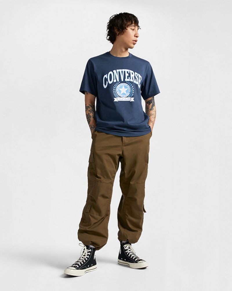 Converse Retro Collegiate Graphique T-Shirt Bleu Marine  | OOZ-6226482